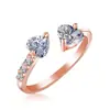 Anillo de corazón abierto de moda europea y americana, anillo multicolor opcional, suministro directo de fábrica