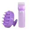 Escova de Silicone para Shampoo em Estoque do Fabricante, Escova Massageadora para Limpeza do Couro Cabeludo, Frasco de Shampoo com Dentes, Conjunto de Ferramentas para Frasco de Tinta de Cabelo