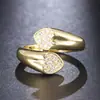 Design Europeu e Americano Novo Anel Redondo Amor Novo Anel Aberto Zircônia Banhado a Ouro Retrô Feminino Torcido