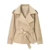 ZA AliExpress el más vendido estilo europeo y americano transfronterizo chaqueta corta de otoño multicolor con cinturón abrigo de gabardina para mujer
