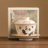 Tazón de té con tapa de mariposa Linglong de panda esmaltado amarillo de arroz, taza de té grande, no caliente, juego de té de kung fu de cerámica, tazón de té de tres talentos para el hogar