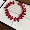 Collar Colgante de Concha de Gota de Agua y Estrella de Mar de Acrílico Estilo Vacacional Exagerado de Verano Cadena para Clavícula Collar Pequeño de Alta Gama para Mujeres