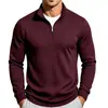 Moletom jacquard xadrez pesado masculino transfronteiriço com gola alta e zíper parcial, top versátil de manga longa para o dia a dia e negócios