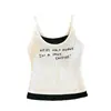 Camisola de Verano Nuevo Estilo con Estampado de Letras, Diseño Falso de Dos Piezas, con Almohadillas Integradas en el Pecho, Cómoda, Transpirable y Elegante, Camiseta sin Mangas de Espalda Descubierta