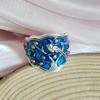 Anillo ajustable de estilo retro chino con diseño de urraca y flor de ciruelo, abierto y ancho, estilo étnico, de moda nacional para mujer, anillo artesanal de epoxi