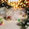 Bola de Natal transparente acrílica com abertura para decoração de loja, ornamento de bola para pendurar, pingente de bola oca de Natal