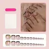 Unhas Francesas Pretas Usáveis Europeias e Americanas Mais Vendidas na Fronteira com Nós Metálicos Brancos e Unhas dos Pés com Diamantes Unhas Usáveis e Unhas dos Pés