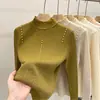 Atacado literário gola semi-alta básica feminina outono e inverno novo design de pérola torção único único top interno