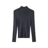 Nuevo suéter de punto de lana merino ultrafina para mujer de otoño, top básico liso de cuello semialto para mujer