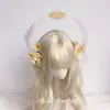 Flor lolita Virgen doble capa Halo corona de pelo Hanfu tocado diadema de plumas corona de cabeza clásica Hanyang compromiso