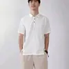 Nova camisa de linho estilosa de manga curta 2026 com gola de lapela, camisa casual masculina de corte solto, camisa masculina respirável
