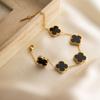 Pulseira Trevo de Quatro Folhas Grande de Aço Titânio 15mm Cinco Flores Dupla Face Celebridade da Internet Banhada a Ouro 18K Não Desbota Luxo Acessível Estilo Quente Transfronteiriço Feminino