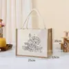 Bolsa de Lona para Graffiti DIY Infantil com Desenho de Linha Pintado à Mão, Padrão de Logo, Sacola de Compras de Linho Sem Estampa Venda por Atacado