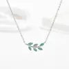 Rama de Amor Europea y Americana Hoja Colgante de Hoja Bohemia Cadena de Acero Inoxidable Cadena Regalo de San Valentín Collar para Mujeres