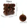 Decoraciones Navideñas de Nuevo Producto Transfronterizas Juego de Bolas de Navidad Afelpadas de 18 Piezas 6/8cm Bolas de Plástico para Decoración de Árbol de Navidad