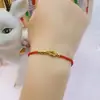 Pulseira de Casal com Contas de Transferência de Ouro Puro 999 Três Vidas Três Mundos Pulseira Trançada com Contas Grandes Lisas de Ouro Duro 3D Seis Seis