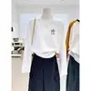 Camiseta de punto acanalado con cuello redondo y manga larga para mujer, Otoño 2026, Adelgazante, Versátil, Estilo Coreano, Para el día a día, Juvenil, Moderna, Camiseta básica