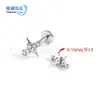 Pendientes de aleación de titanio F136, joyería de piercing para tragus, labio, con rosca interna, con incrustaciones de microdiamantes pequeños, diseño de cruz de meteorito, lujo ligero