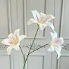 3 Cabeças de Lírios de Filme, Flores Artificiais com Textura Realista, Flores Falsas para Decoração de Cena de Casamento, Parede de Flores, Arranjo Floral, Arranjo de Flores de Chão, Arranjo Floral de Decoração Suave