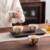 Taza de Té de Color Esmalte de Alta Calidad Taza Maestra de Cerámica Taza Individual para el Hogar Taza para Degustación de Té Taza Hexagonal de las Cuatro Estaciones Tazón de Té de Porcelana Blanca Caja de Regalo