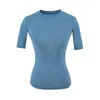 Camiseta Básica de Color Sólido Estilo Americano Chica Picante Cuello Redondo Manga Media 2026 Verano Ajuste Delgado Sexy