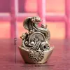 Lingote Zodiaco Serpiente de Latón Puro Serpiente Objetos Antiguos Retro Artesanía Decorativa de Escritorio Mascota de Té Adornos de Cobre