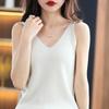 Ropa de punto de hilo de mecha nuevo de otoño transfronteriza, top sin mangas de tirantes finos con cuello en V, chaleco, prenda exterior corta para mujer, prenda interior