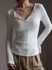 Camiseta de Modal para Otoño e Invierno, Cuello Semiabierto, Color Sólido, Simple, Versátil, Hombro Normal, Estilo Coreano, Ropa para Mujer, Capa Interior, Capa Base, Ropa Exterior