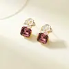 Pendientes de Botón de Camelia Francesa Vintage con Aguja de Plata S925 para Mujer Diseño de Nicho Pendientes Colgantes Geométricos de Cubo de Azúcar Pendientes Versátiles