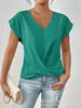 2026 Bestseller Transfronterizo de Amazon Camiseta Lisa de Cuello en V Elegante Top de Manga Corta Ropa para Mujer Primavera/Verano Amazon Transfronterizo