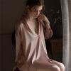 Pijama para Mulheres Verão 2025 Novo Estilo Celebridade da Internet Chiffon Tamanho Grande Fino High-End Camisa de Manga Longa Tamanho Grande Camisola