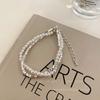 Pulsera de Perlas de Doble Capa Plata Quebrada con Cuentas Pulsera Nueva de Gama Alta para Niña 2024 Pulsera Exquisita Nicho de Lujo Ligero
