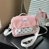 Nova Bolsa Transversal Mini Patchwork Color Block Fofa de Bolinhas Doce Fresca Desenho Animado Leve Casual para Celular