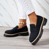 2025 Nuevos Mocasines de Primavera y Otoño Talla Grande Casuales Escarchados Estilo Británico Zapatos de Mujer Tacón Grueso Suela Gruesa Exportación Retro