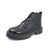 Botas Martin de sola grossa novo estilo para outono e inverno masculinas tendência britânica moda de cano alto aumento de altura couro botas de cano curto tamanho grande transfronteiriço