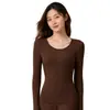 Camiseta Térmica de Lana Proteica con Relleno de Plumón para Mujer, Absorbe la Humedad, Genera Calor, Sin Costuras, Hidratante para la Piel, Antiestática, para Otoño e Invierno