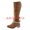 Botas Femininas Novas de Inverno 2026 Tamanhos Grandes 40-43 Modelo de Exportação Botas Longas Salto Bloco Sapatos Femininos Retrô Botas com Fivela
