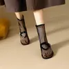 Botines cortos de malla calada estilo coreano 2026 para mujer, transpirables, nuevos, modernos y a la moda, con punta redonda, de malla para primavera y verano