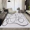 Alfombra Moderna Simple de Lujo Accesible Terciopelo de Cristal Engrosado Sala de Estar Dormitorio Mesa de Centro Felpudo Azul Abstracto Tinta Alfombra