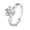 Anel Pequeno da Chapeuzinho Vermelho com Flor 1ct Diamante Mosan Feminino Nicho Anel Aberto de Prata S925 Anel de Ombro com Zircônia Atacado