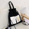 Mochila de Lona Personalizada por el Fabricante Mochila Creativa de Cordón de Doble Propósito Bolso Pequeño Fresco para Estudiante Femenina Bolsa para Tutorías