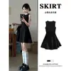 Vestido Azul Sem Mangas Estilo Hepburn com Cintura Marcada para Mulheres, um Deslumbrante Vestido Curto de Verão com Cintura Única e Linda Marcada e Saia Curta em Linha A