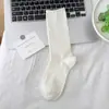 Meias Zhuji Meia-Calça Finas de Algodão para Primavera e Outono para Mulheres, Meias de Algodão Cor Sólida, Meias Largas Respiráveis de Estilo Simples, Meias de Cano Longo