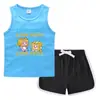Chal de Verano 2023 para Niños Pantalones Cortos Camiseta Básica Casual Coreana Absorción de Sudor Dulce Conjunto de Camiseta sin Mangas Interior para Niños