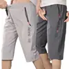 Pantalones Cortos de Trabajo de Seda Hielo Delgada para Verano, de Secado Rápido, con Cremallera, Estilo Holgado Casual para Hombre, Pantalones de 6 Puntos, Pantalones de Longitud Media