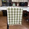 Toalha de Mesa Xadrez Natalina Estilo Americano, Poliéster-Linho, Impermeável, à Prova de Óleo, Resistente ao Calor, Bordada, Espessada, Adequada para Uso em Hotel e Casa, Toalha de Mesa Redonda