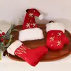 Novo pingente de decoração de luva de Natal vermelha transfronteiriça Ornamento para árvore de Natal DIY Meia e chapéu pendurados Decoração