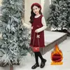 Conjunto de Ropa de Año Nuevo Otoño/Invierno para Niñas Estilo 2026 Dulce Niña Estilo Coreano Niños Medianos y Grandes Falda de Lana Engrosada con Forro Polar y Escamas Plateadas