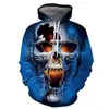 Nuevo Sudadera con Capucha Casual de Impresión Digital 3D de Calavera Tendencia Transfronteriza para Hombre
