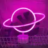 Luz decorativa de neón LED con diseños de rayo, corazón, arcoíris, flamenco, base redonda, adecuada para sala y dormitorio como luz nocturna